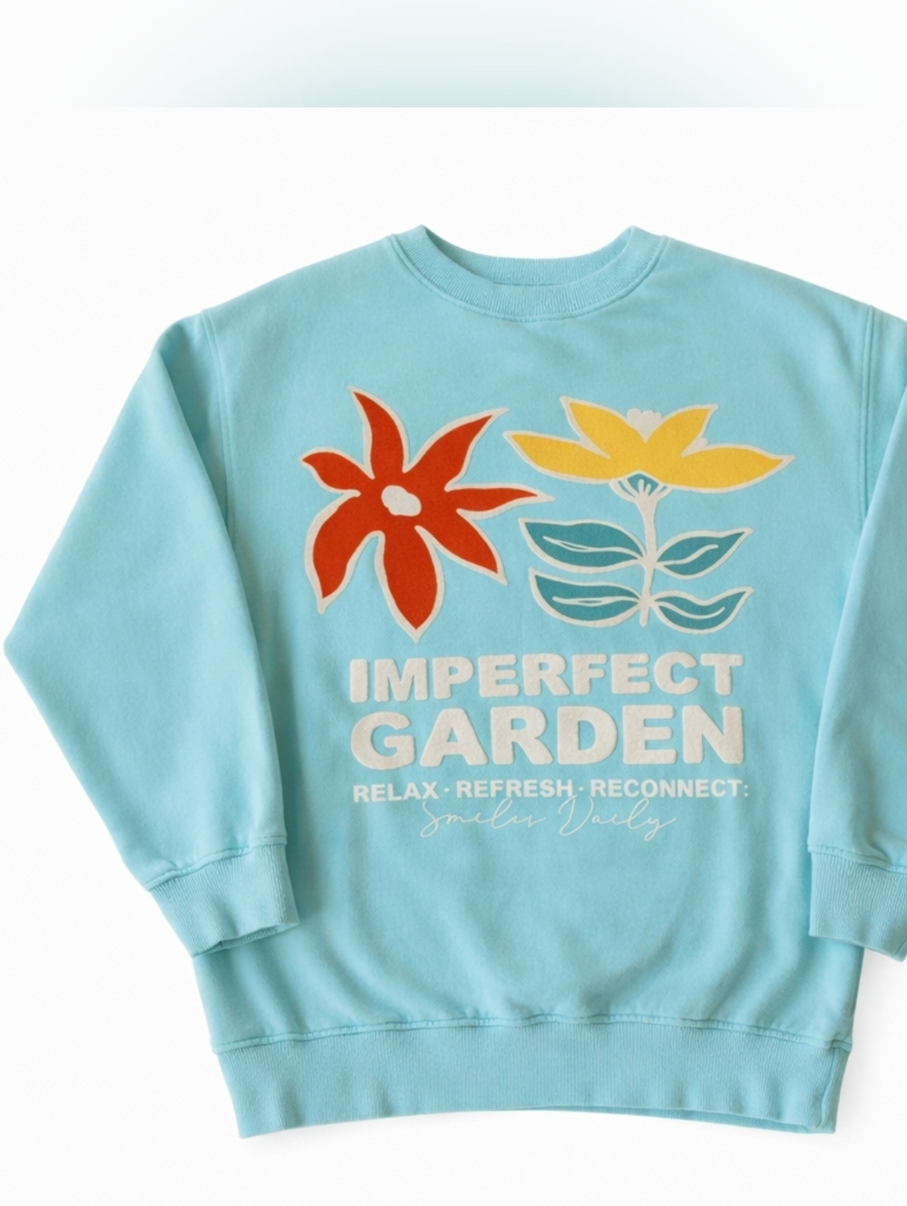Zara Kids Blue “Imperfect Garden” Graphic Sweatshirt Sz 13-14